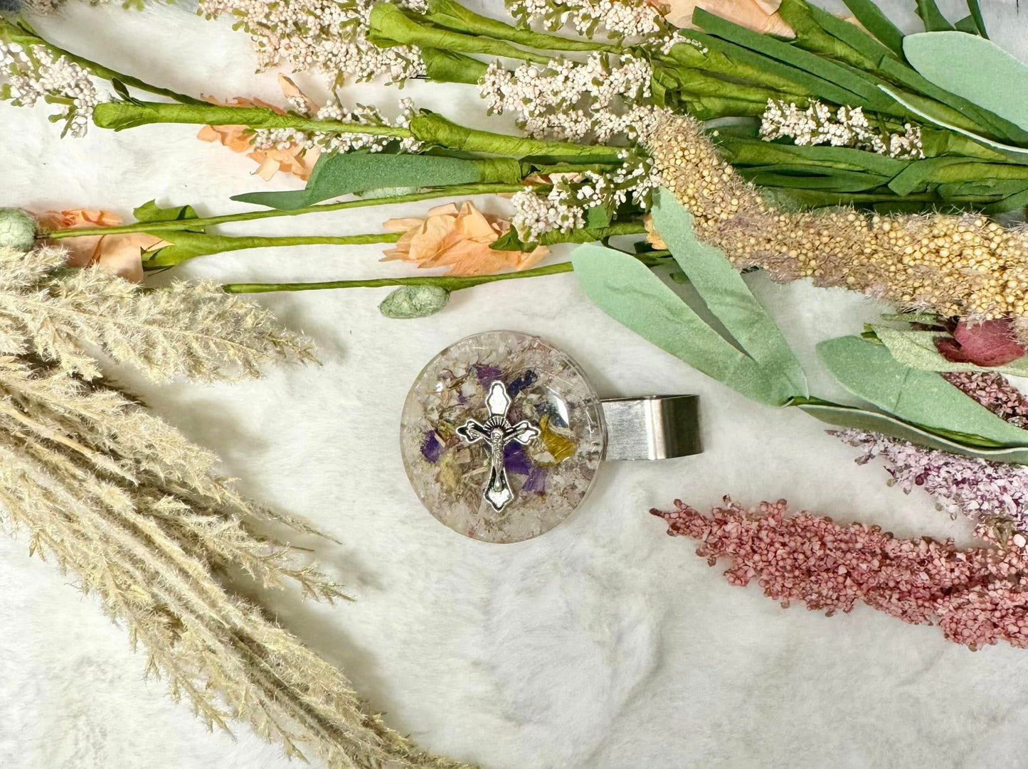 Handmade Visor Clips with memorial flowers
