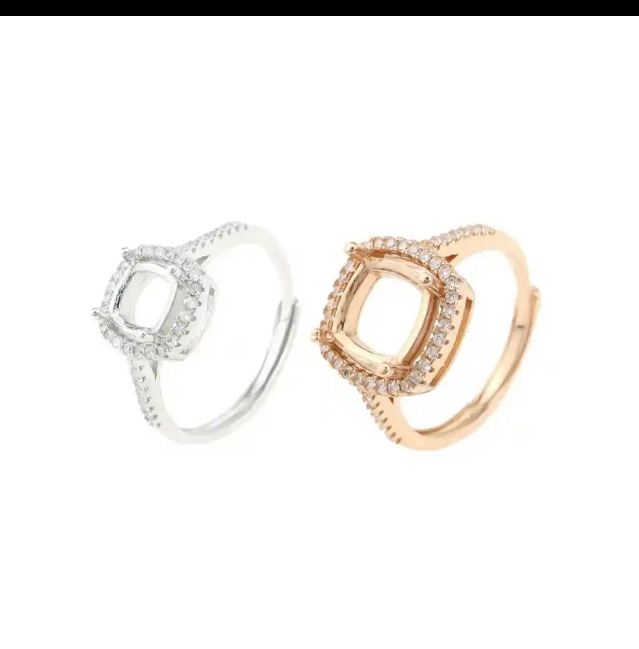 Adjustable cushion cut ring