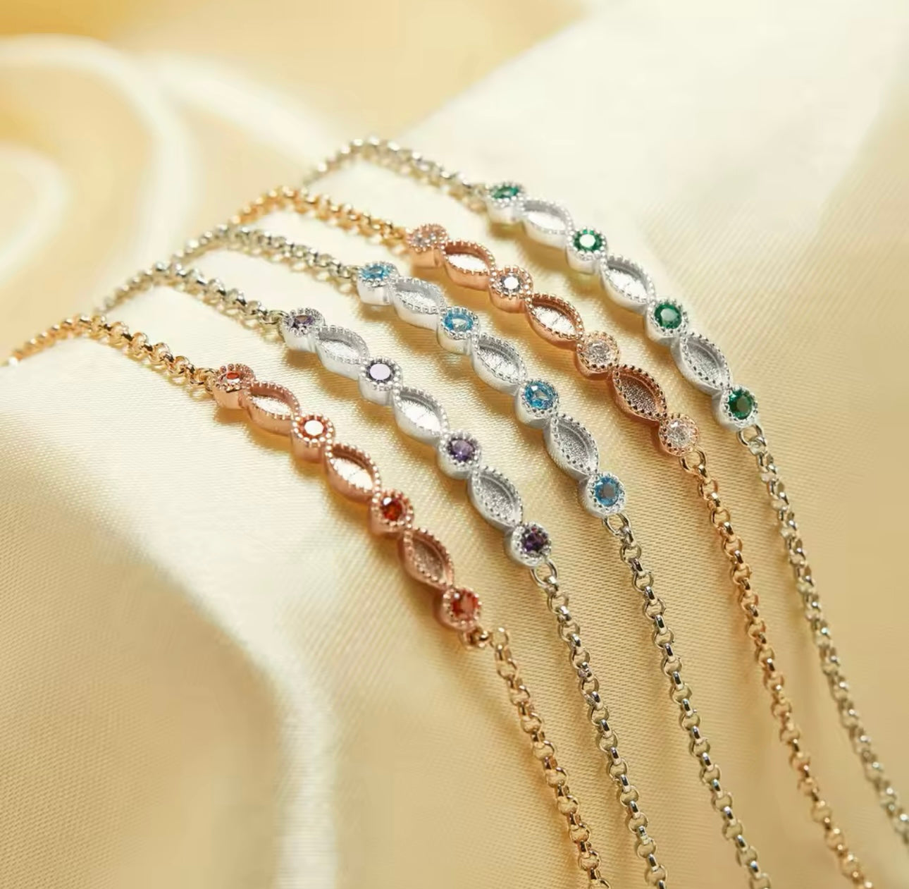 Customizable birthstone gems with flowers