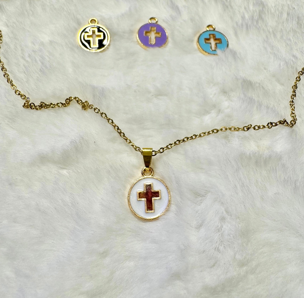 Circle with cross filled with flowers