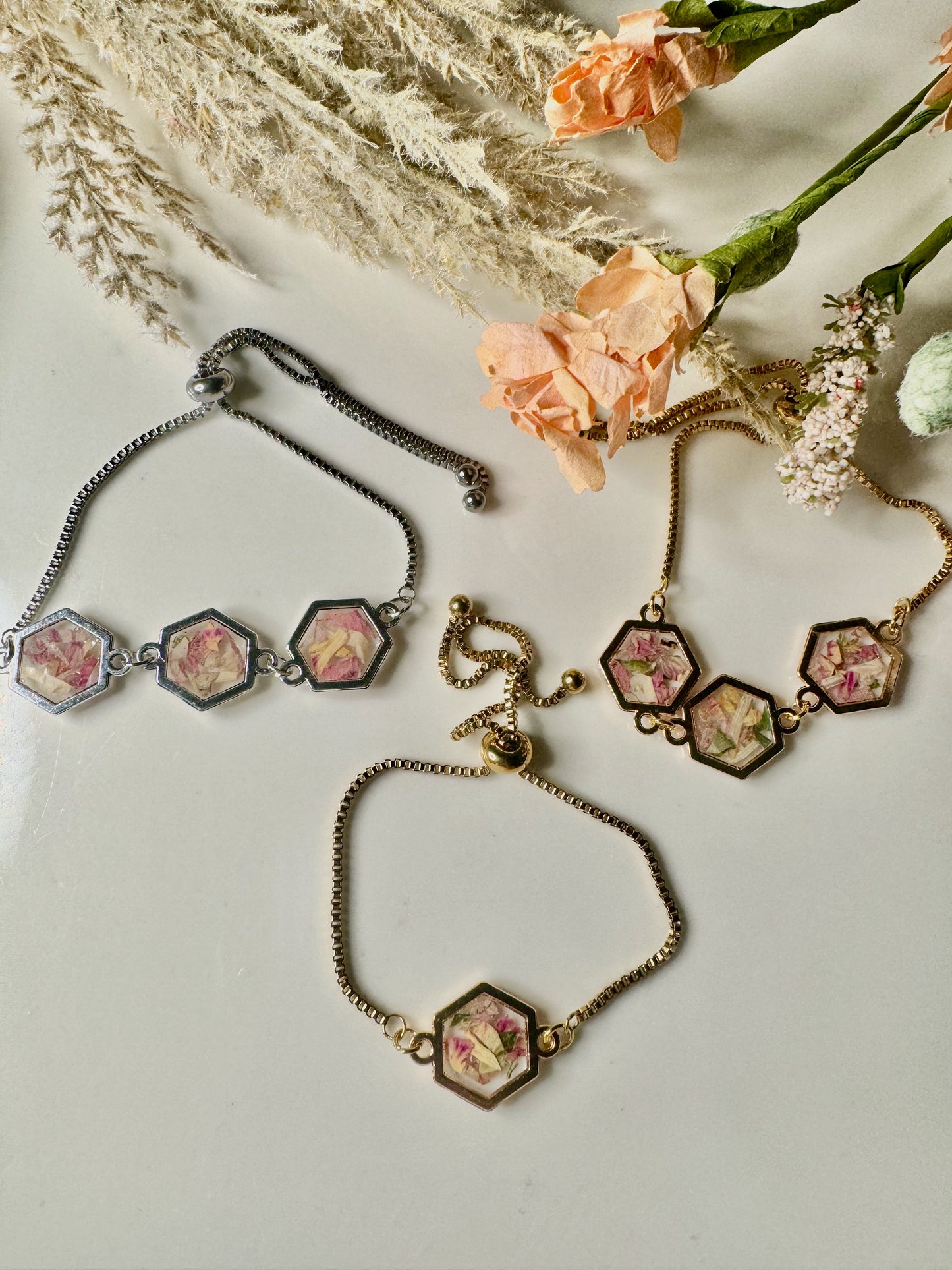 Hexagon charm bracelet