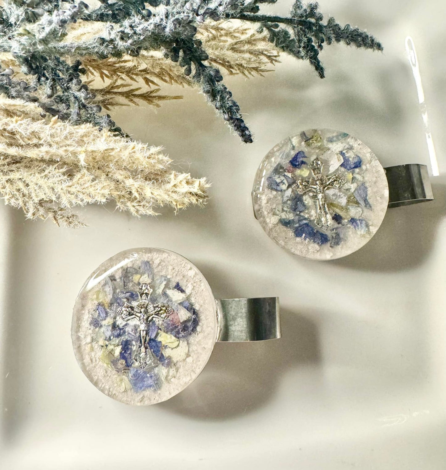 Handmade Visor Clips with memorial flowers