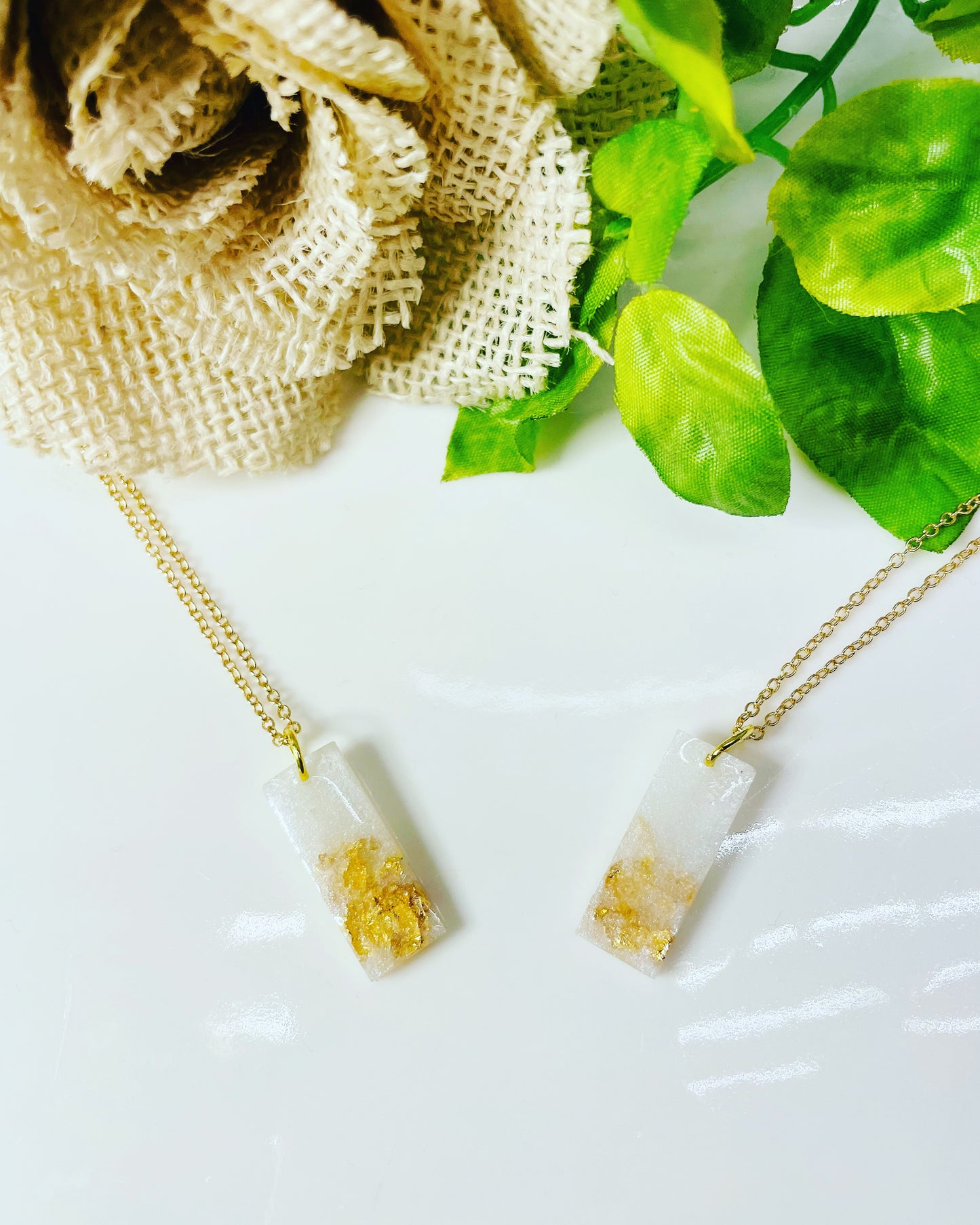 White with Gold Flake Necklace