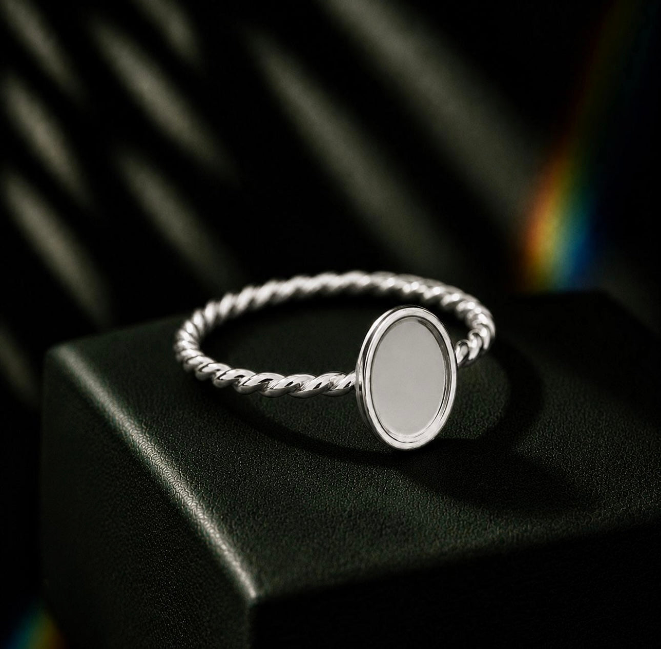 Oval twisted band ring sterling silver