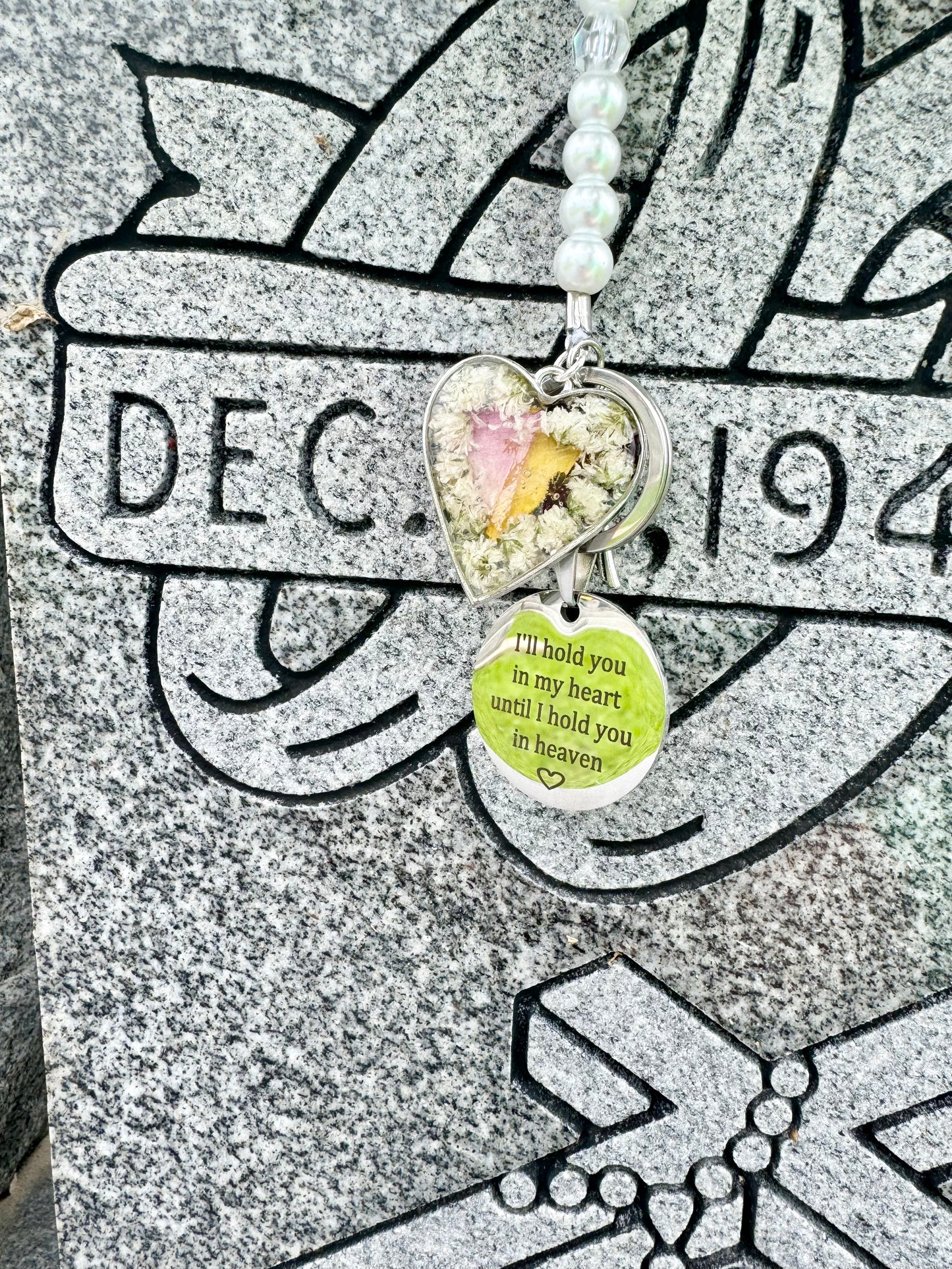 Handmade gravesite keychain