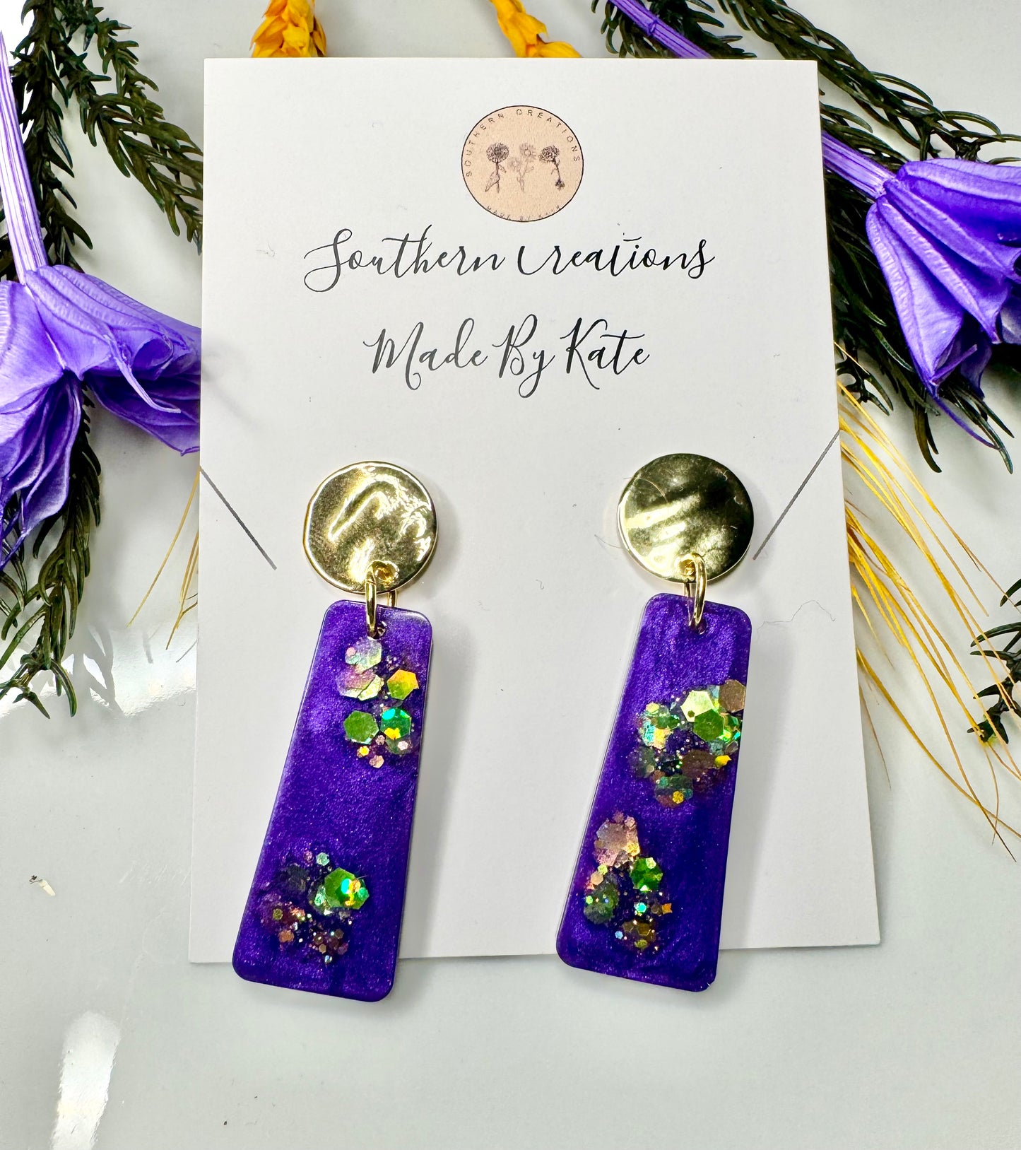 Purple dangle earrings